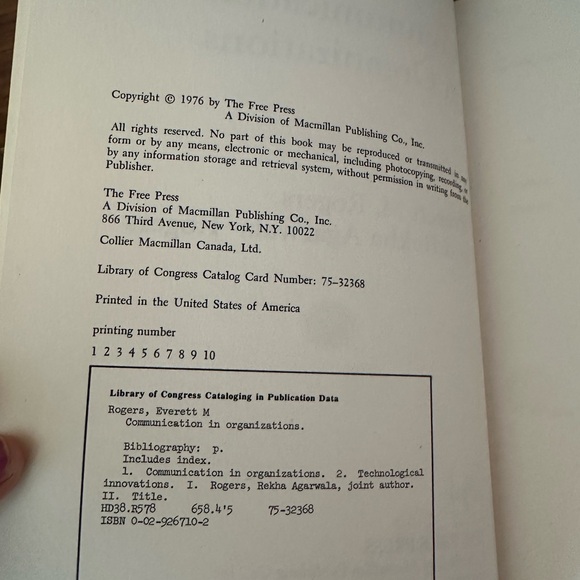 COMMUNICATION IN ORGANIZATIONS
EVERETT M ROGERS, REKHA AGARWALA ROGERS Text Book - Picture 6 of 10